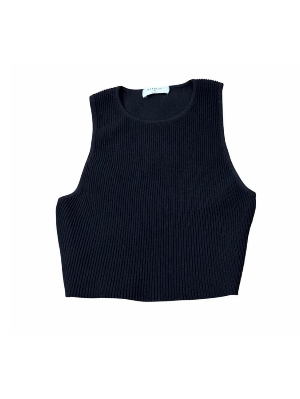 Aritzia Babaton Black Sculpt Tank top XS High Neck Cropped Basic Minimalist